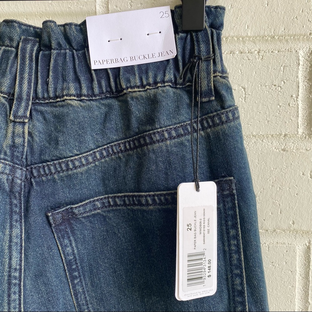 NWT WeWoreWhat Paper Bag Buckle Jeans - Picture 7 of 9